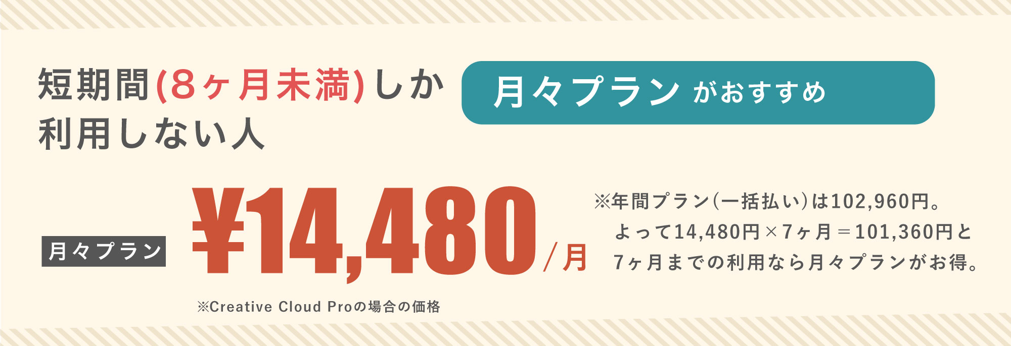 短期間(8ヶ月未満)しか利用しない人【月々プラン】