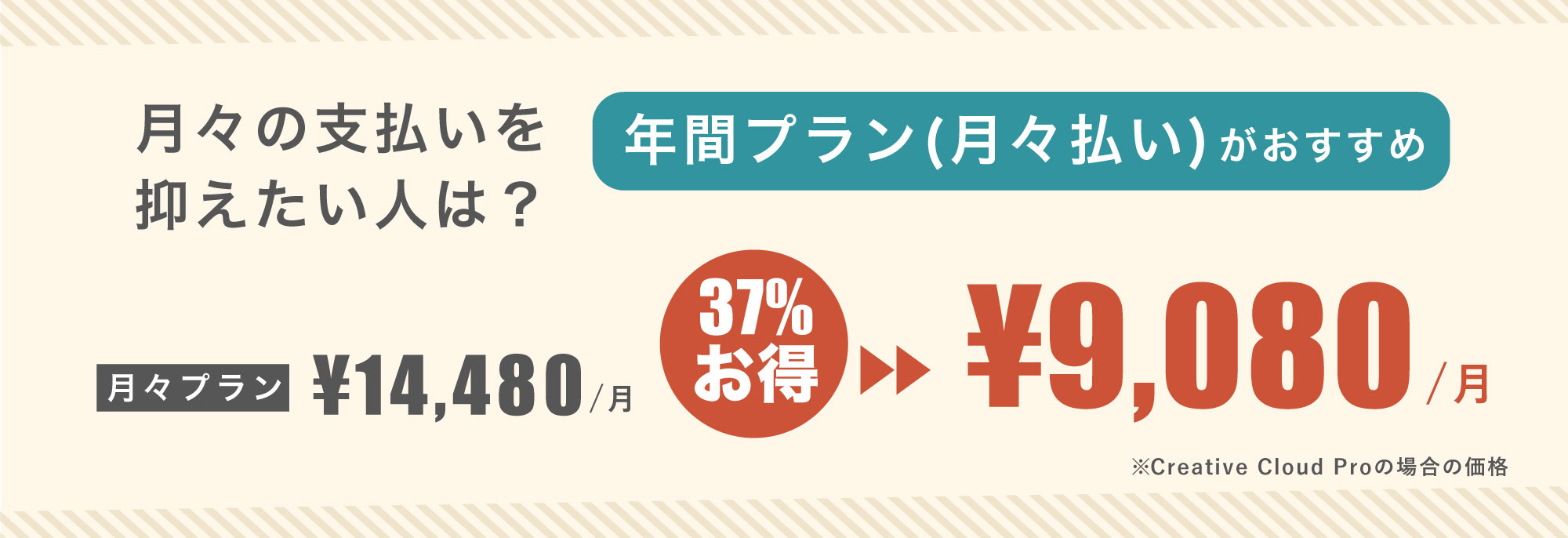 月々の支払いを抑えたい人【年間プラン(月々払い)】